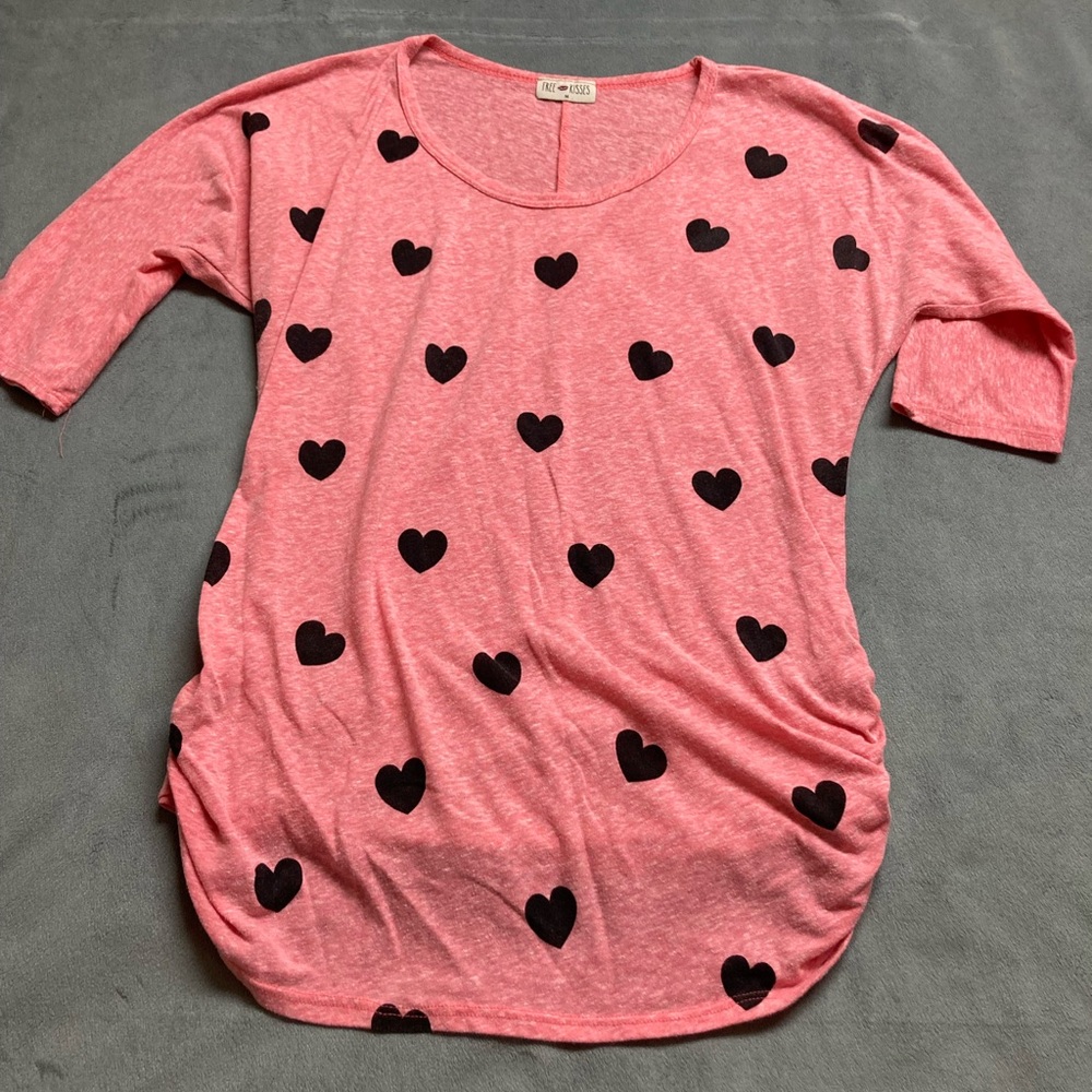 Free Kisses Women’s 3/4 Sleeve Blouse Pink Medium